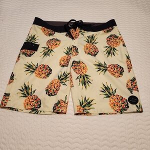 Rip Curl Men's Pineapple Print Swim Shorts - Cream Size 33